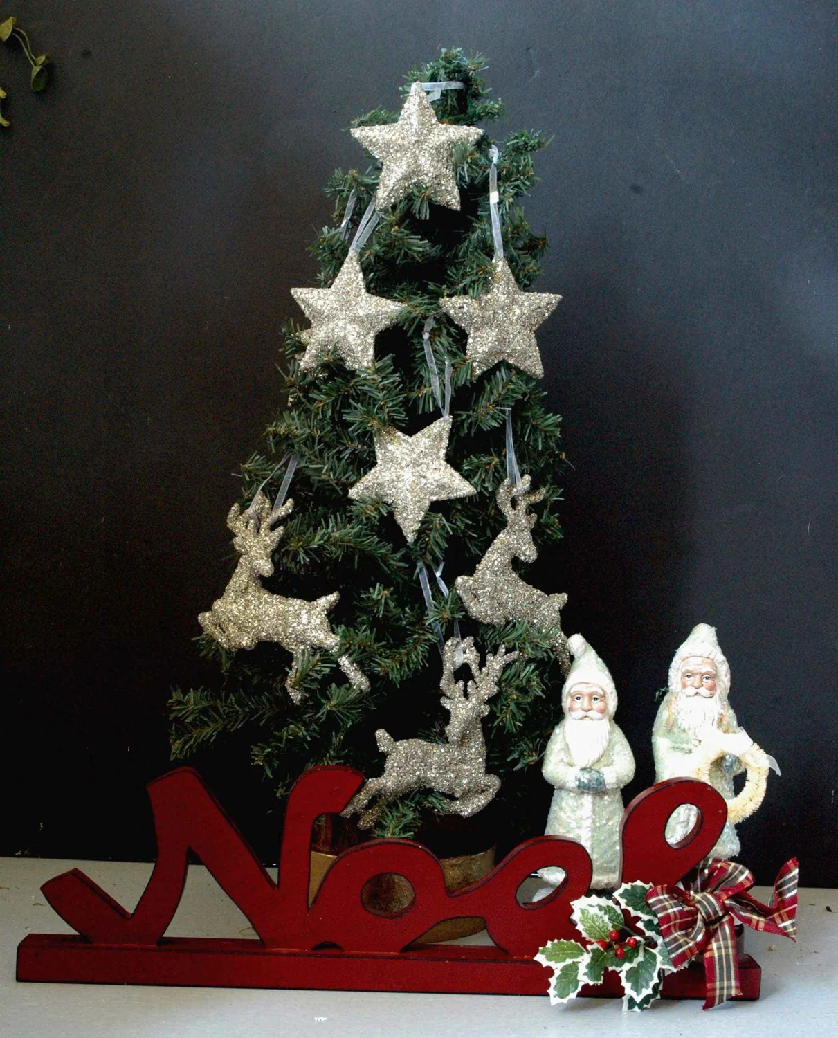 Christmas tree decorated with silver stars