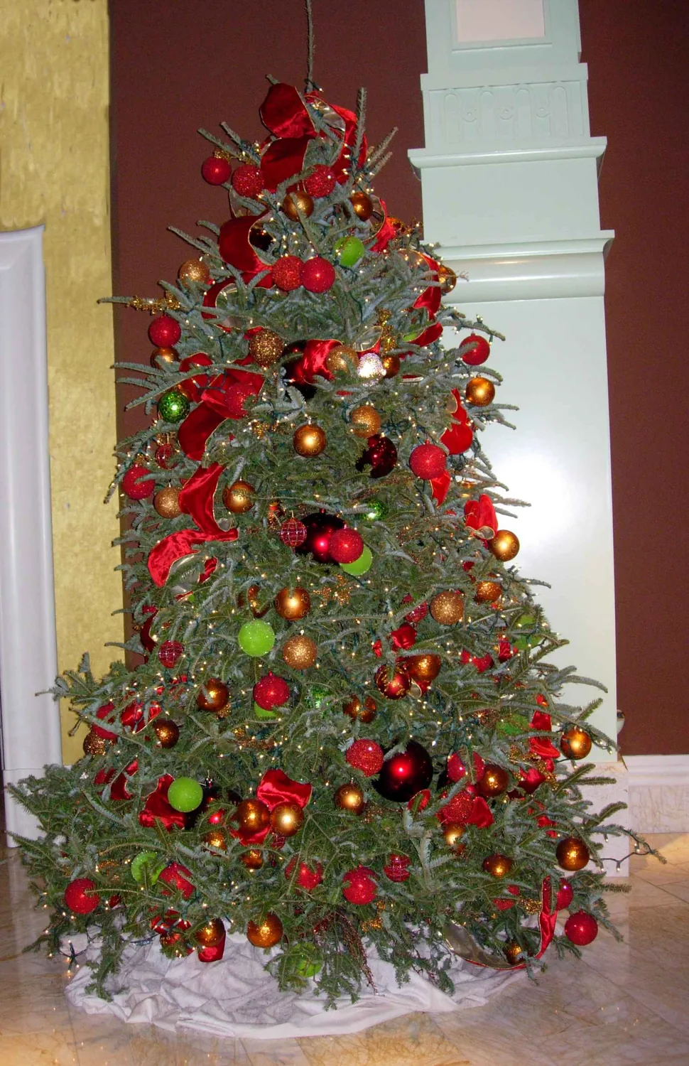 Decorated Christmas tree branches