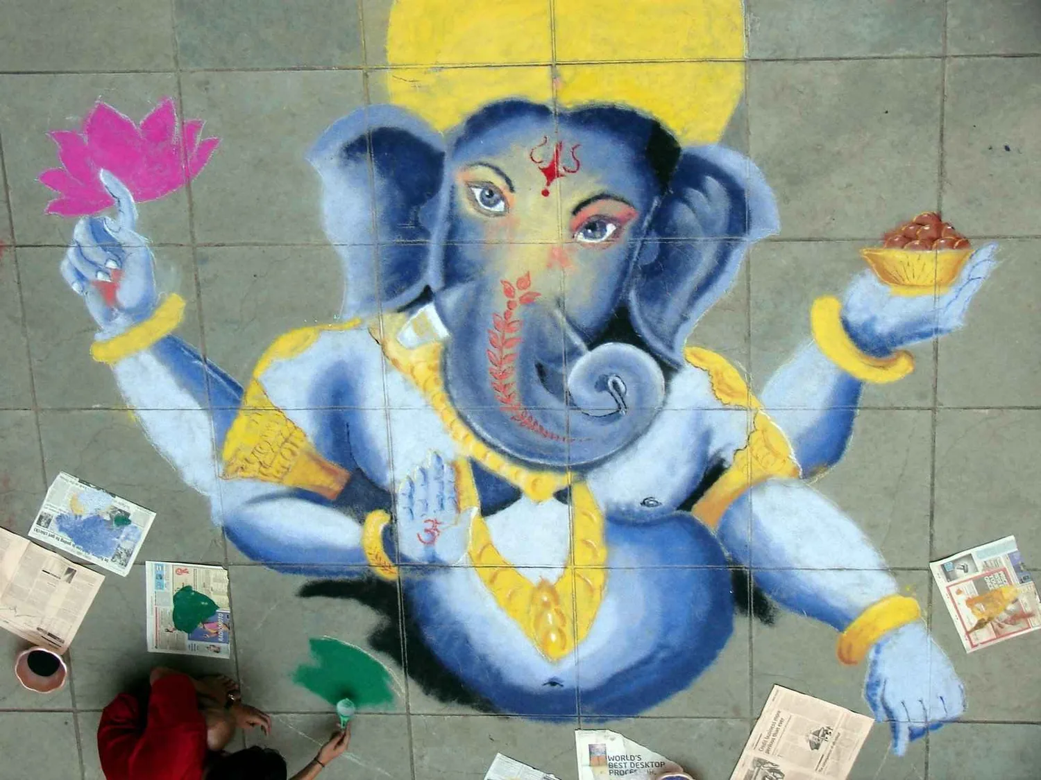 Traditional Diwali puja setting